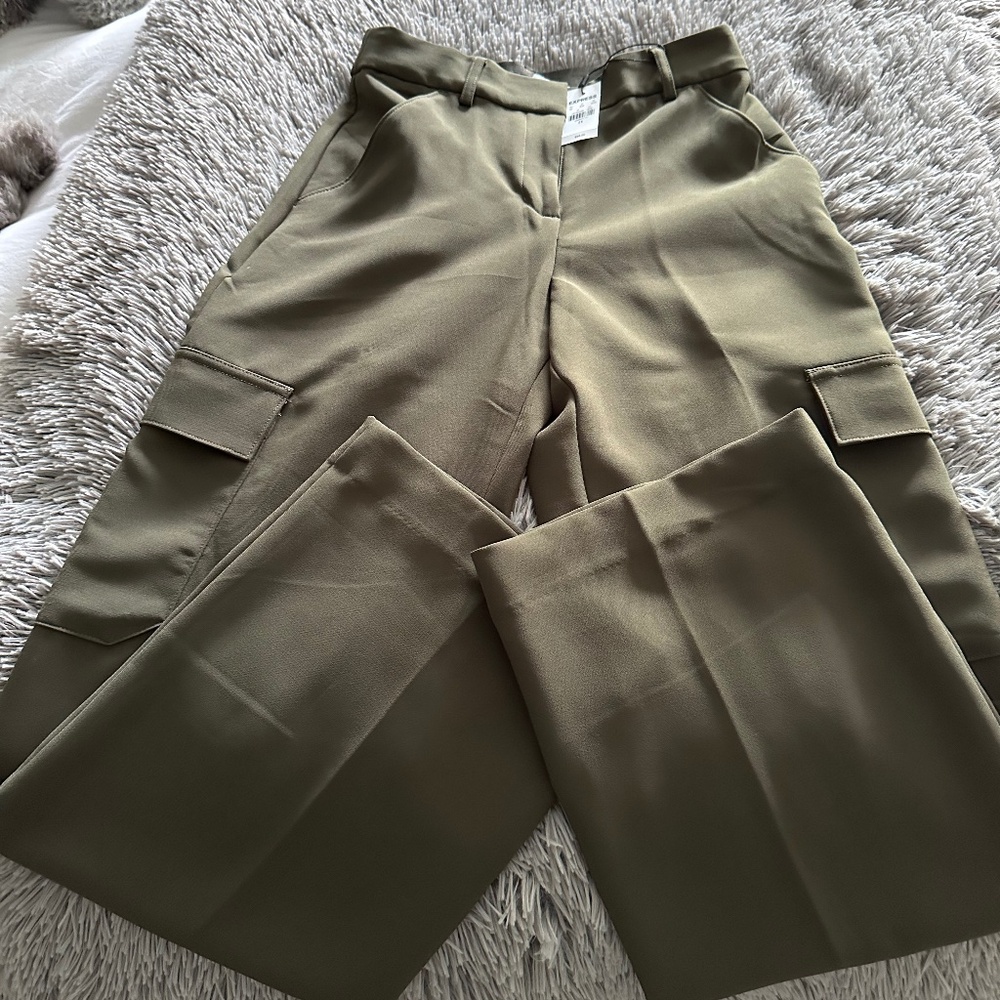 Express high waisted cargo pants wide leg OS NWT
